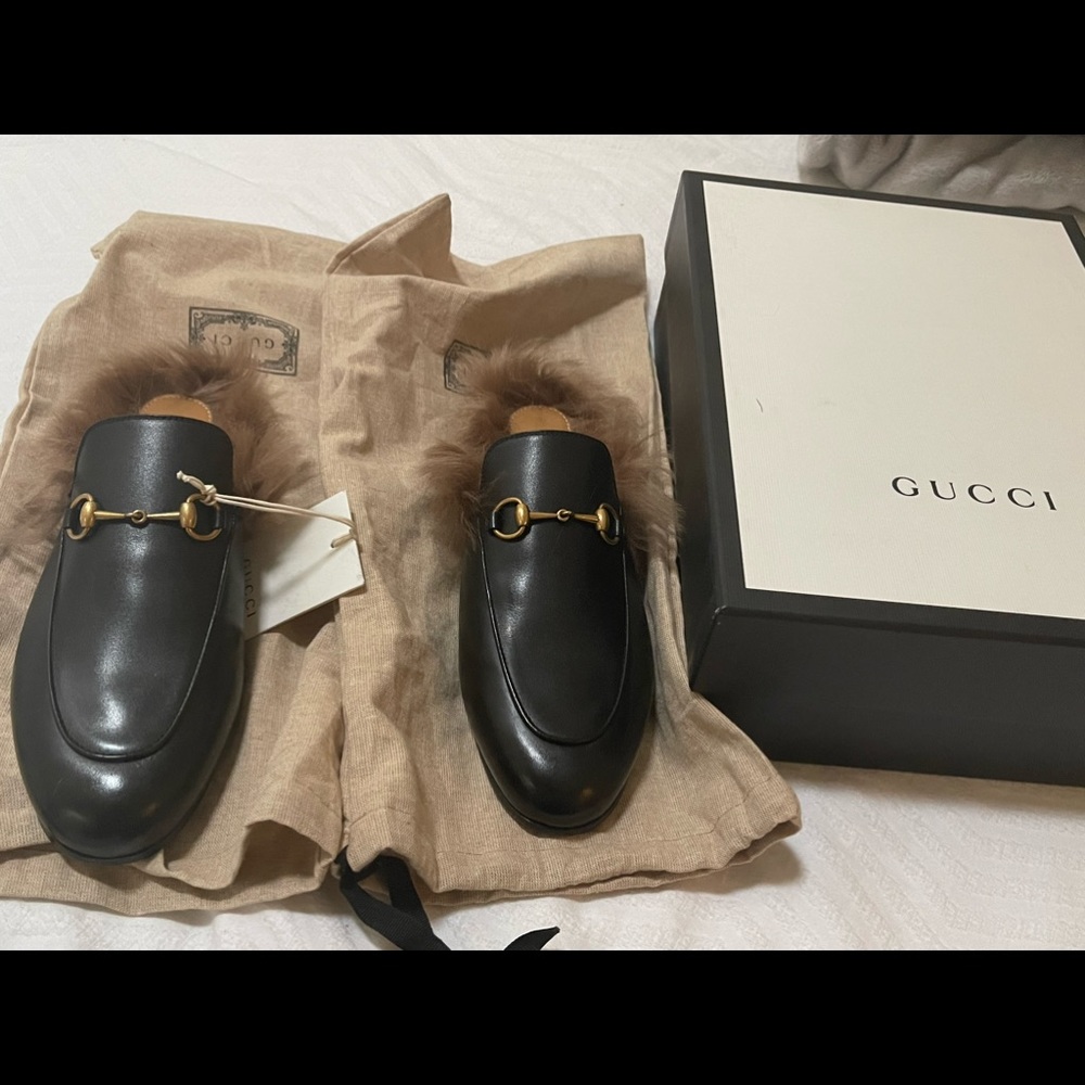 Gucci Princetown Shearling Loafer Mule 39.5